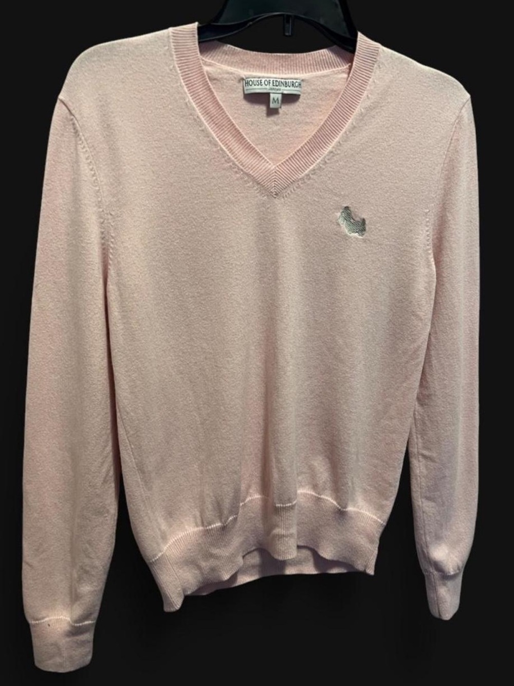Vintage Pink House of Edinburgh Scottie Dog Cashmere Cotton Sweater M